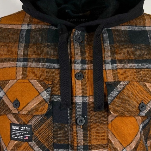 Howitzer Style Men's Flannel Hooded Shacket ARTILLERY Military Grunt Biker - Picture 12 of 17